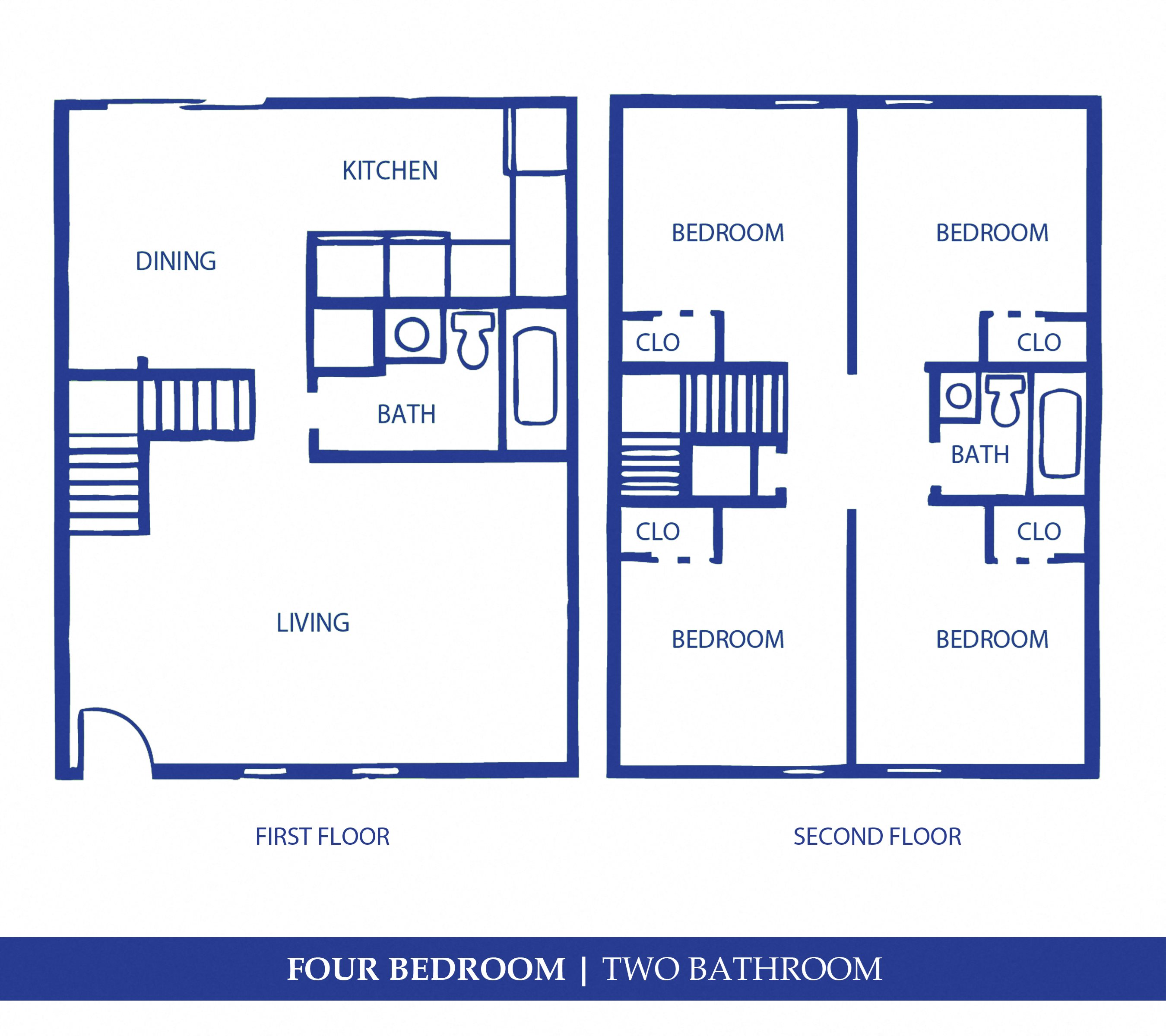 4 bed-2 bath Floor Plan - Towne Parc 4 bed-2 bath Floor Plan - Towne Parc